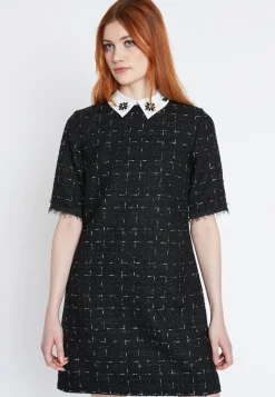 Fashion Ana Alcazar Bouclé Kleid Sadora Schwarz