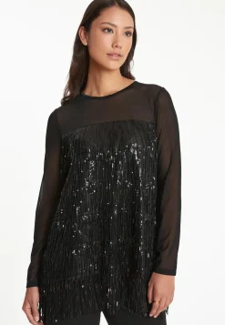 Fashion Ana Alcazar Paillettentop Tabine Schwarz