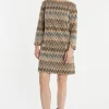 Fashion Ana Alcazar Schwarz-Gold-Beiges Tunikakleid Penalle Mehrfarbig