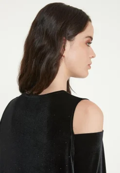Outlet Ana Alcazar Weites Samtkleid Taheli Schwarz